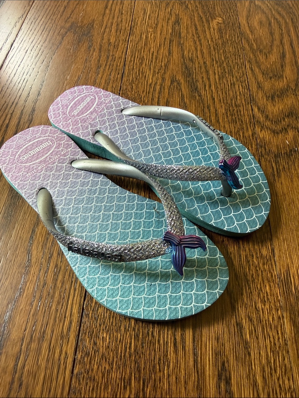 Havaianas Glitter Strap Mermaid Flip Flops - Pink, Teal, Purple